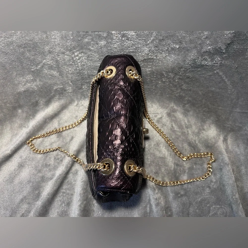 Coach Cassidy Oxblood Snake Embossed Diamond Quilted Leather Crossbody - Picture 7 of 16